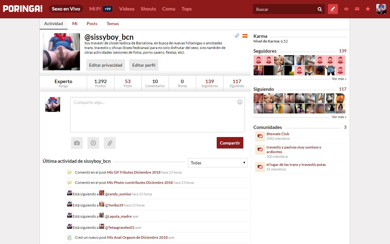 Mi Perfil en Poringa