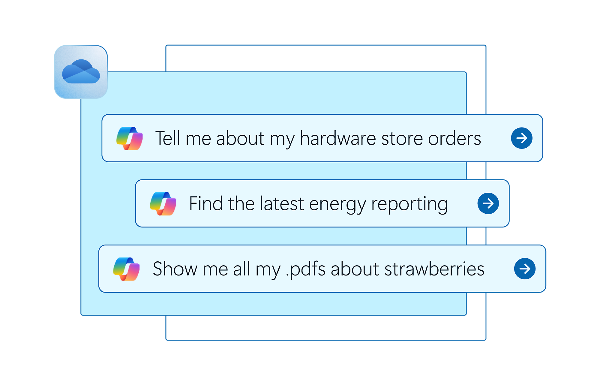 A picture showing multiple suggestions to search