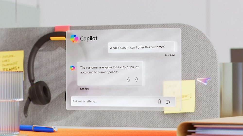 Un gros plan d'un message indiquant « Copilot » sur un écran.