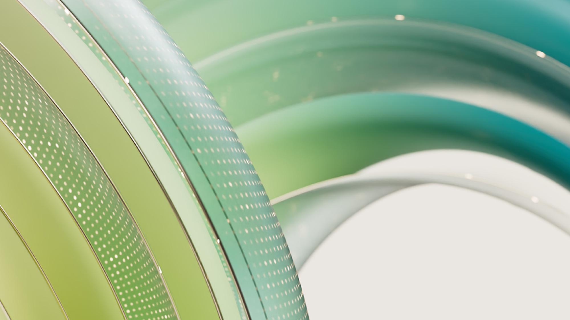 Close-up of a green and white wheel.