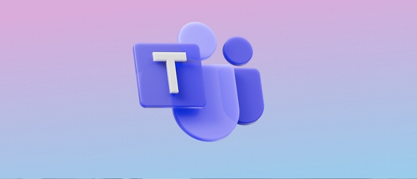 Microsoft Teams logo on a gradient blue and pink background.