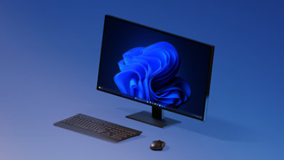 A Windows all-in-one computer on display