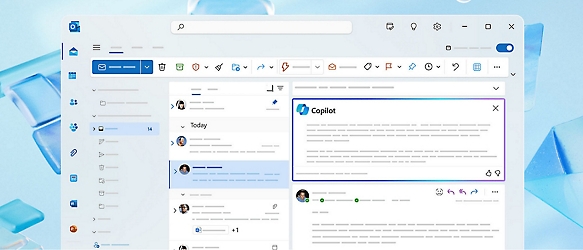 Una pantalla de ordenador de correo con mensaje de Copilot