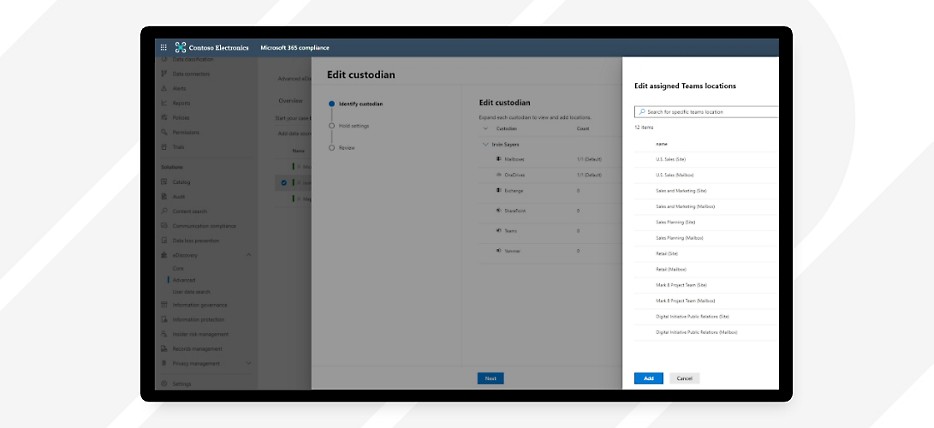 Modifier les emplacements Teams assignés dans le portail de conformité Microsoft Purview