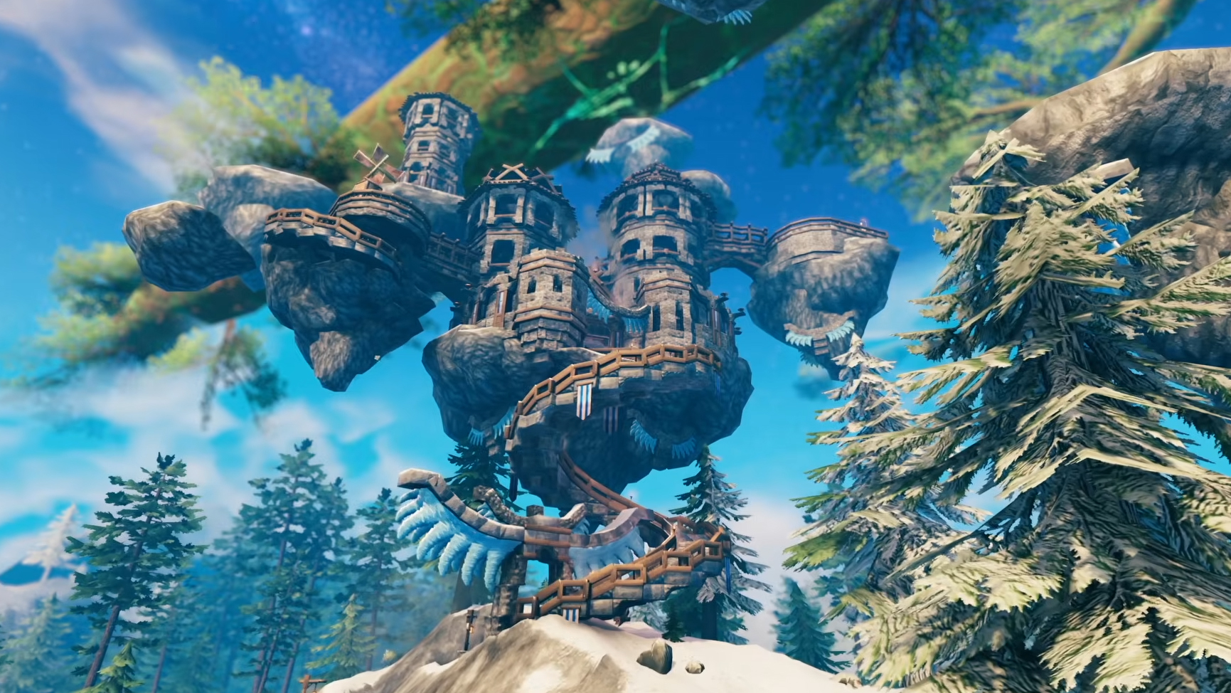 A floating castle in Valheim