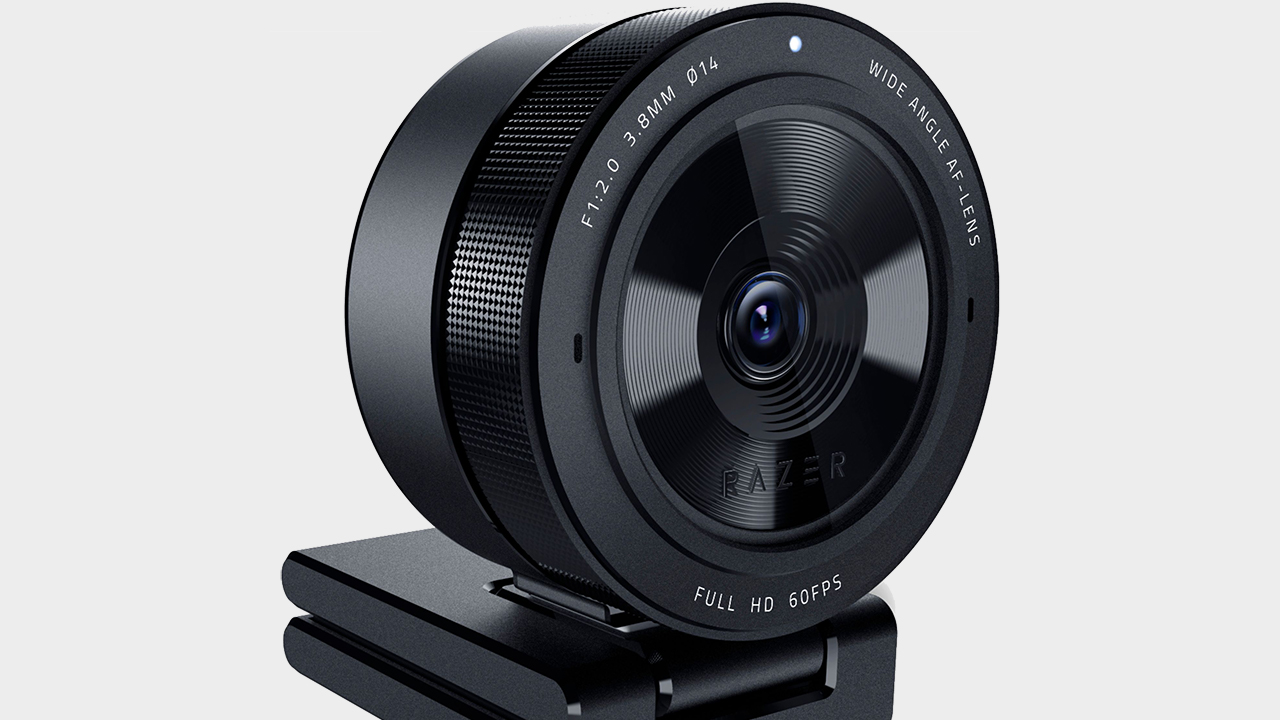 Razer Kiyo Pro webcam pictured from the side.