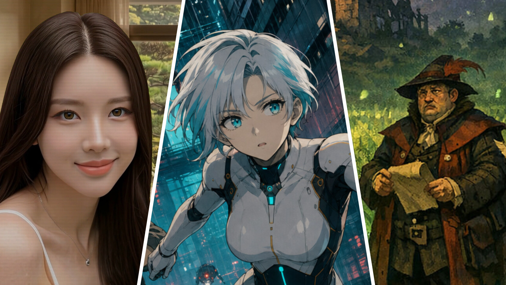 Three AI-generated videogame characters