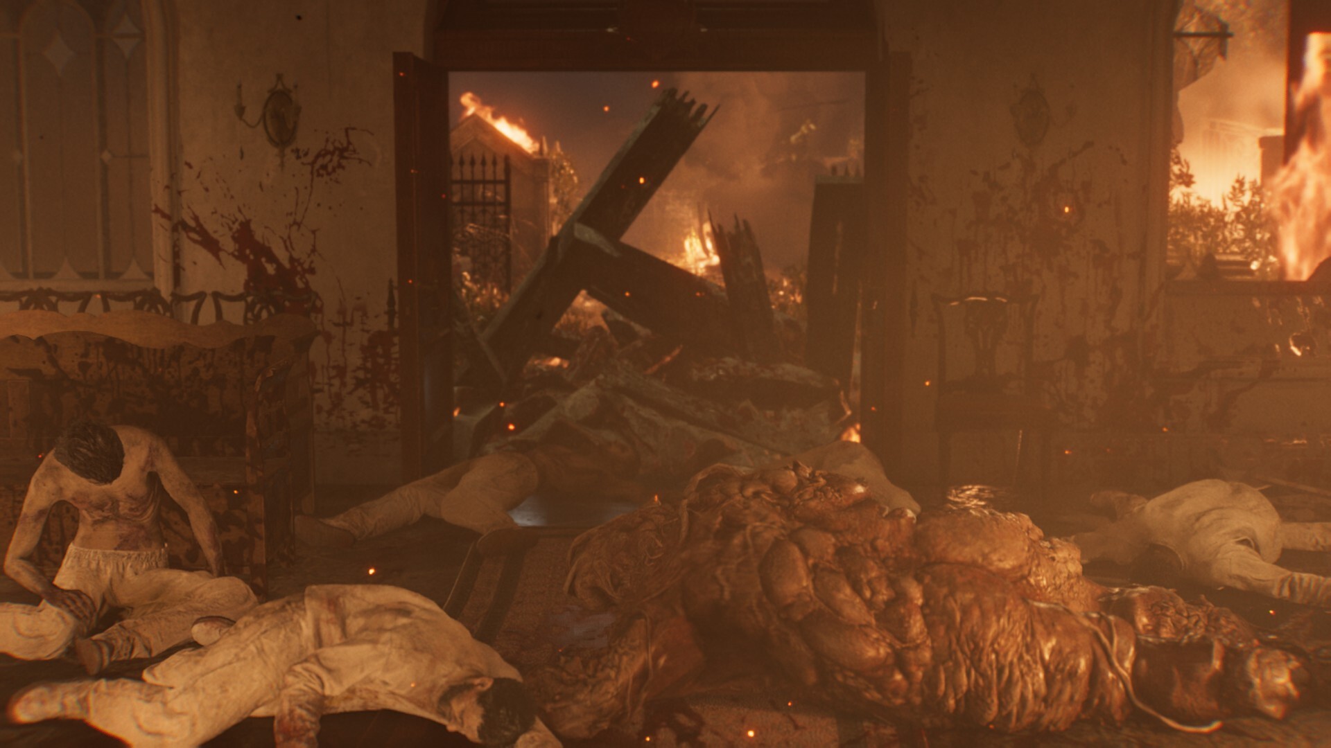 A burning church