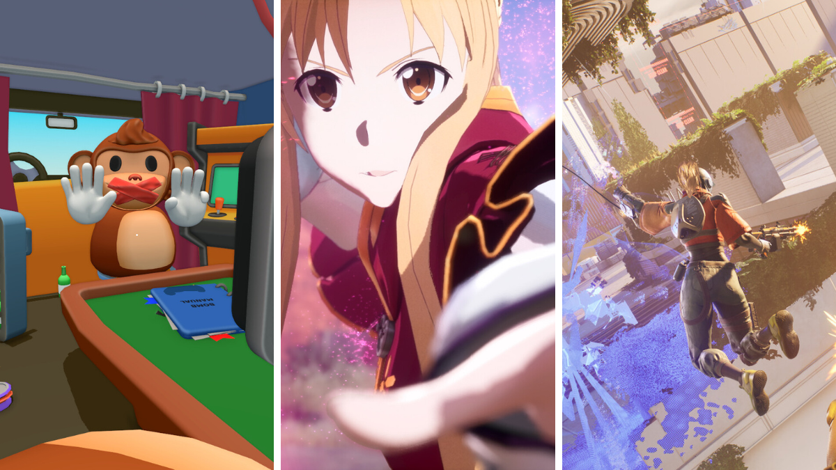 Three games including a monkey, an anime person, and a soldier on a rope