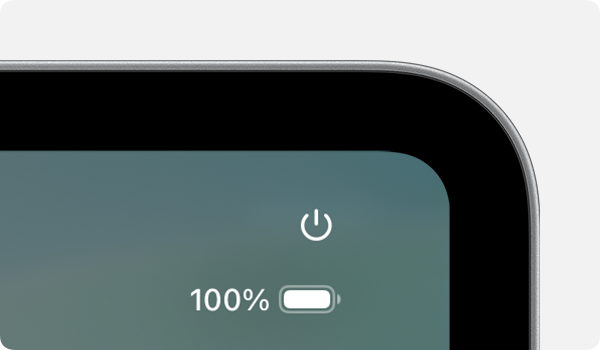 El Centro de Control abierto en el iPad con el botón de encendido resaltado.