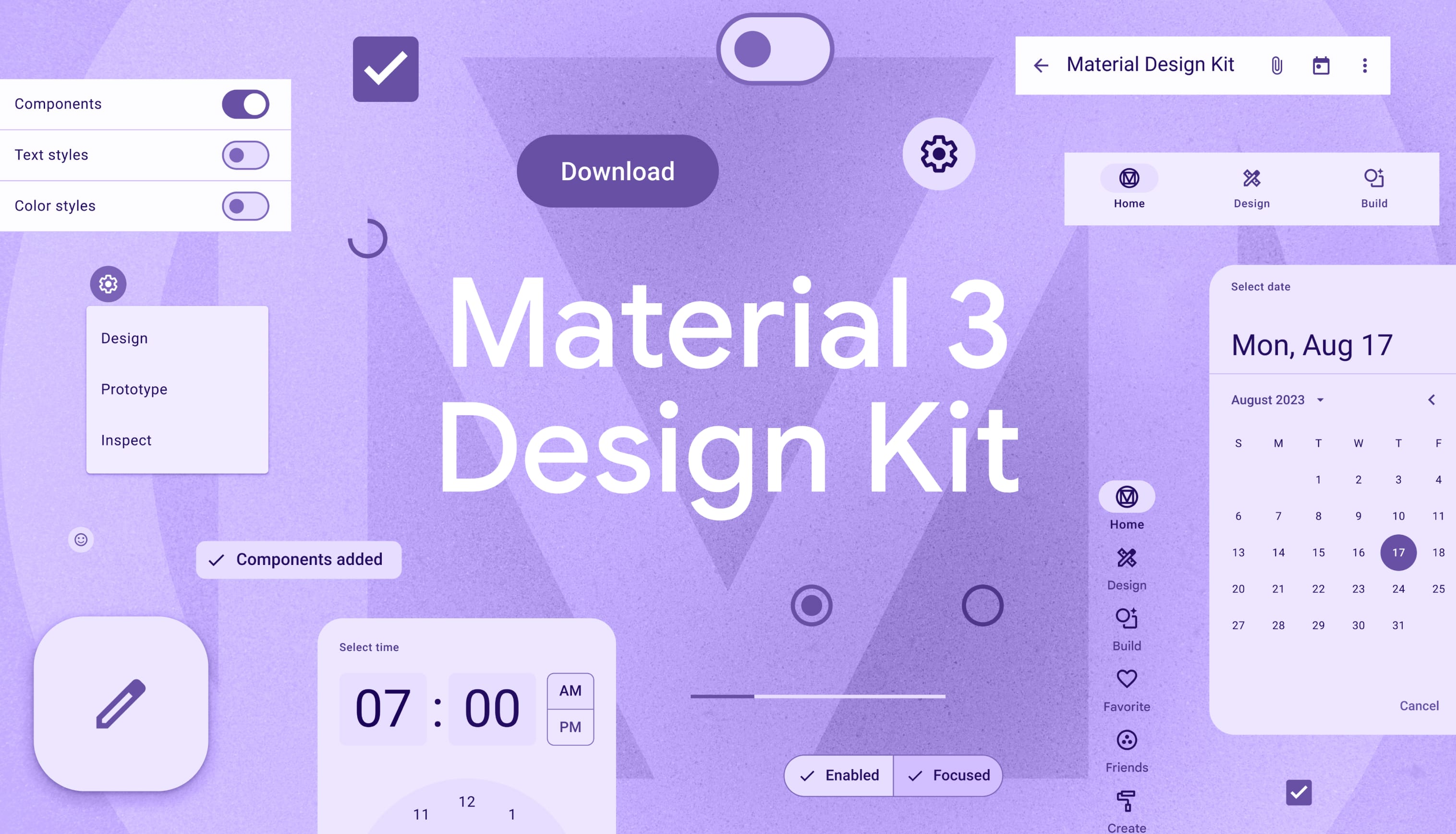 Kolaż elementów z Design Kit Material 3
