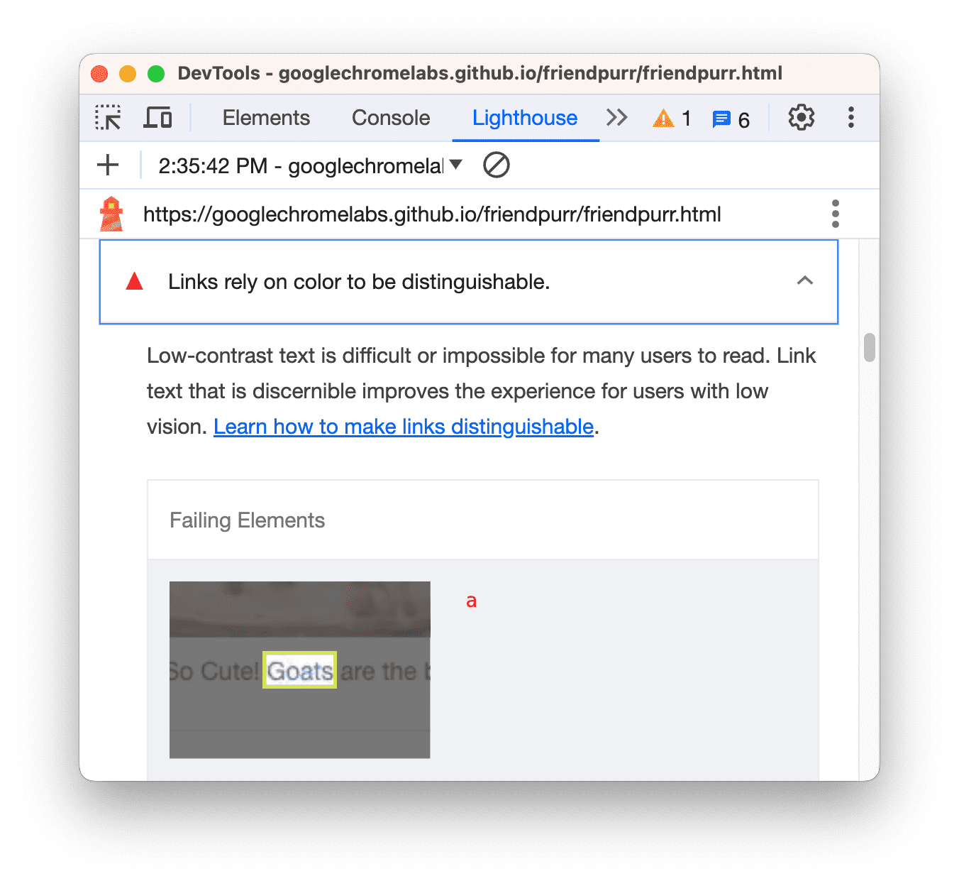Не удалось проверить цвет ссылок, из-за чего их невозможно различить.