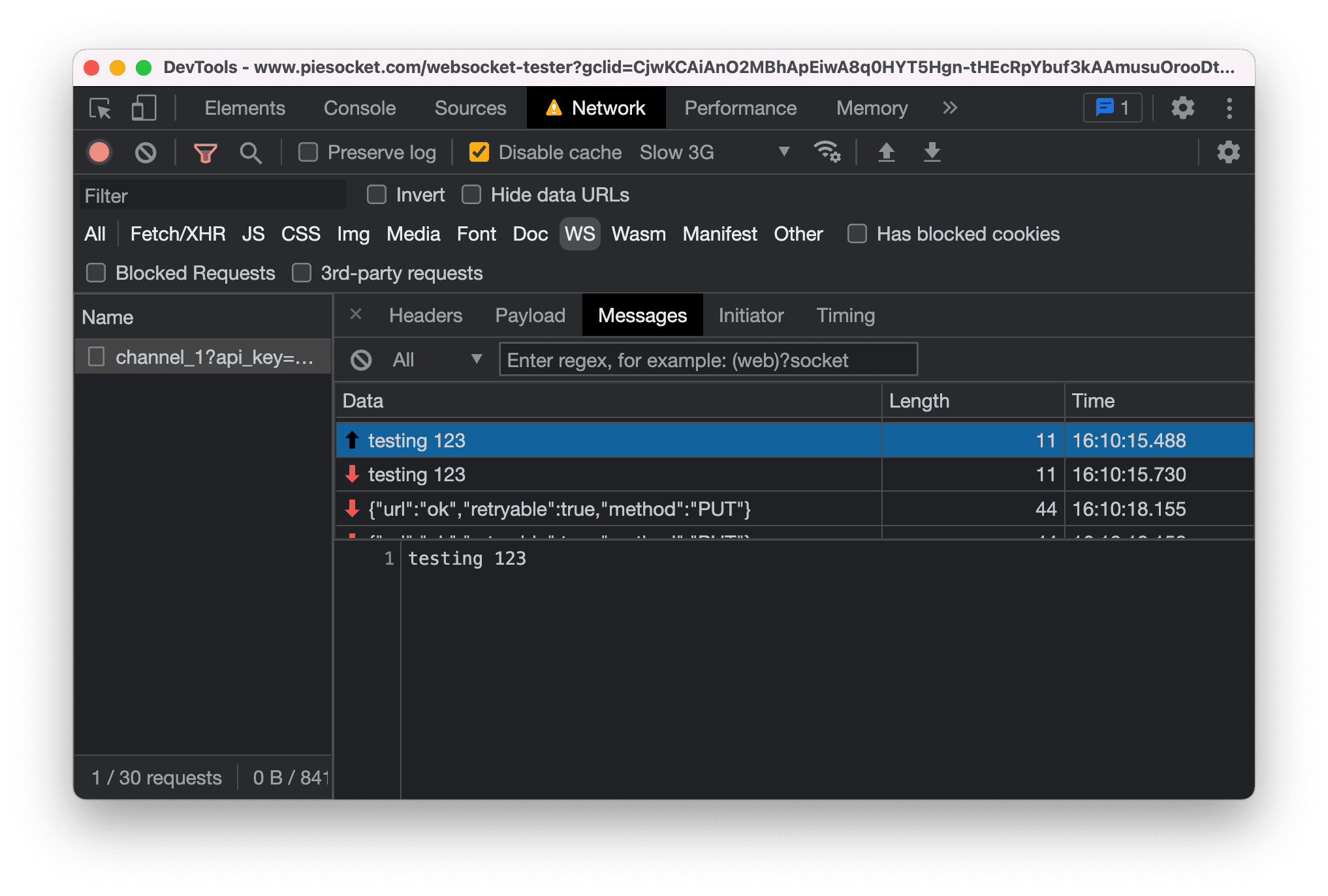 الحد من عدد طلبات WebSocket