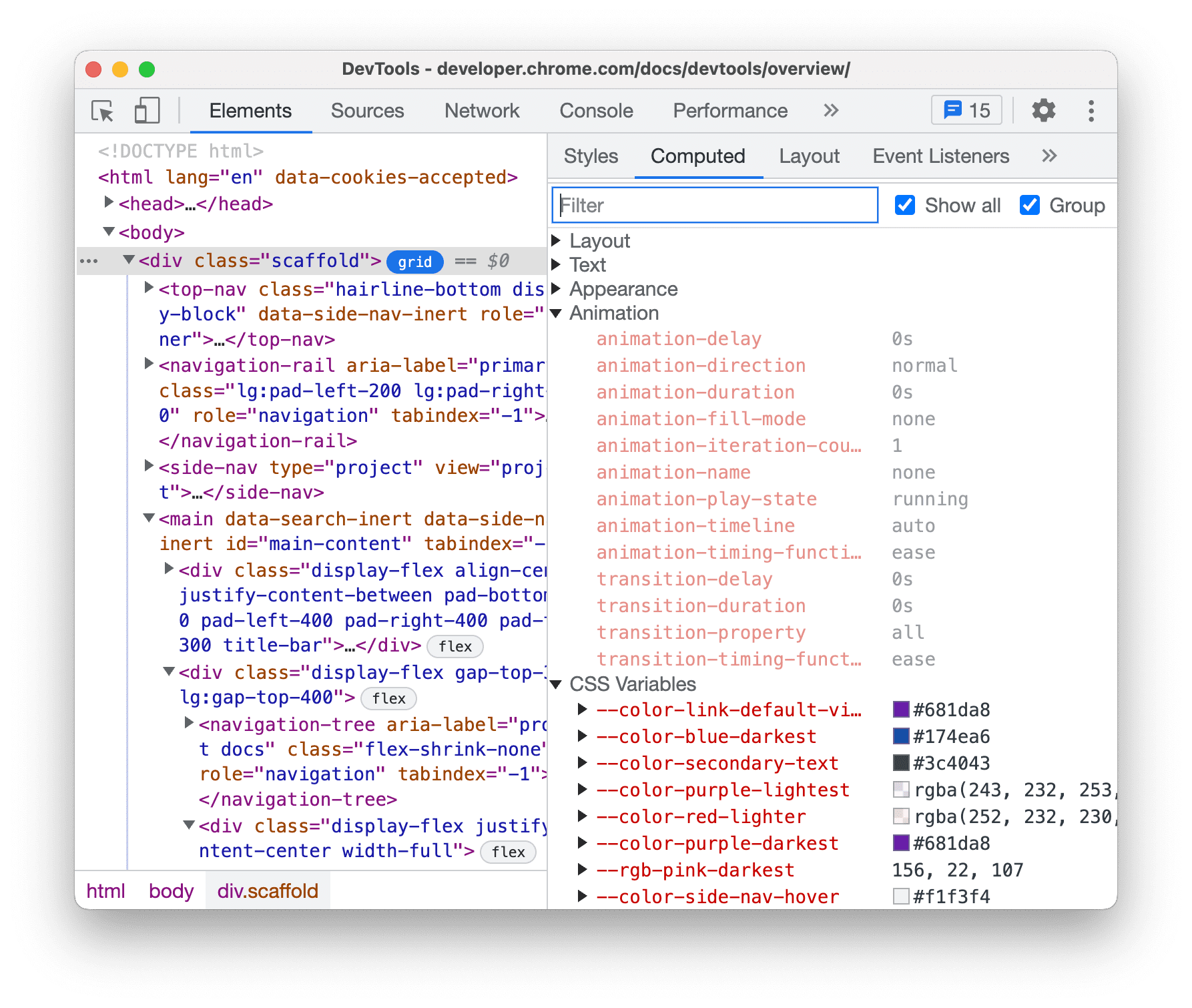 Toutes les propriétés regroupées.