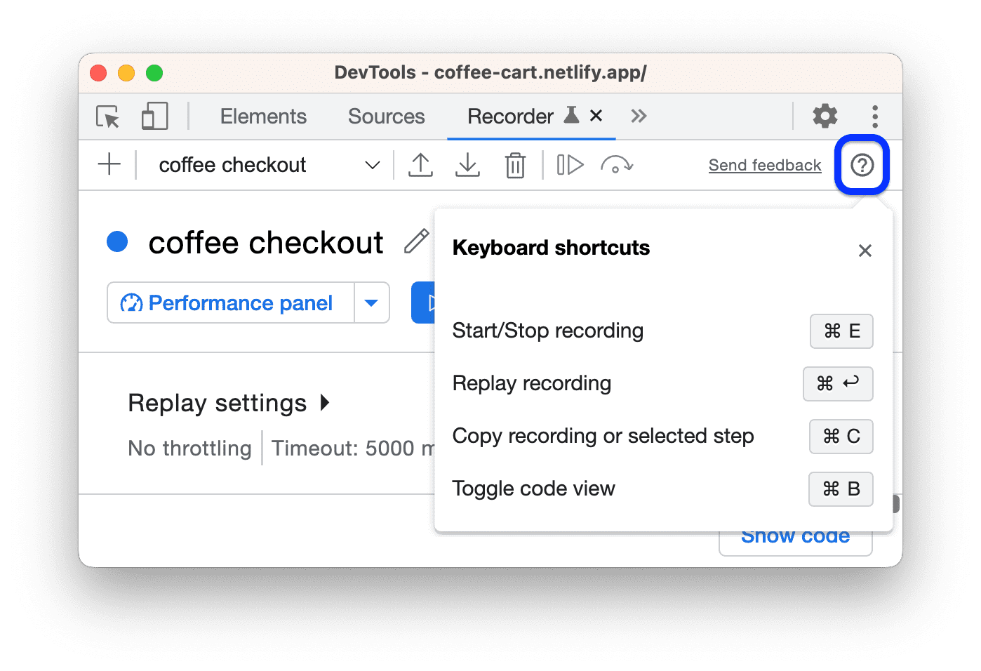 زر "عرض الاختصارات"