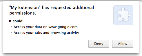 Beispiel für eine Aufforderung zur Bestätigung von Berechtigungen.