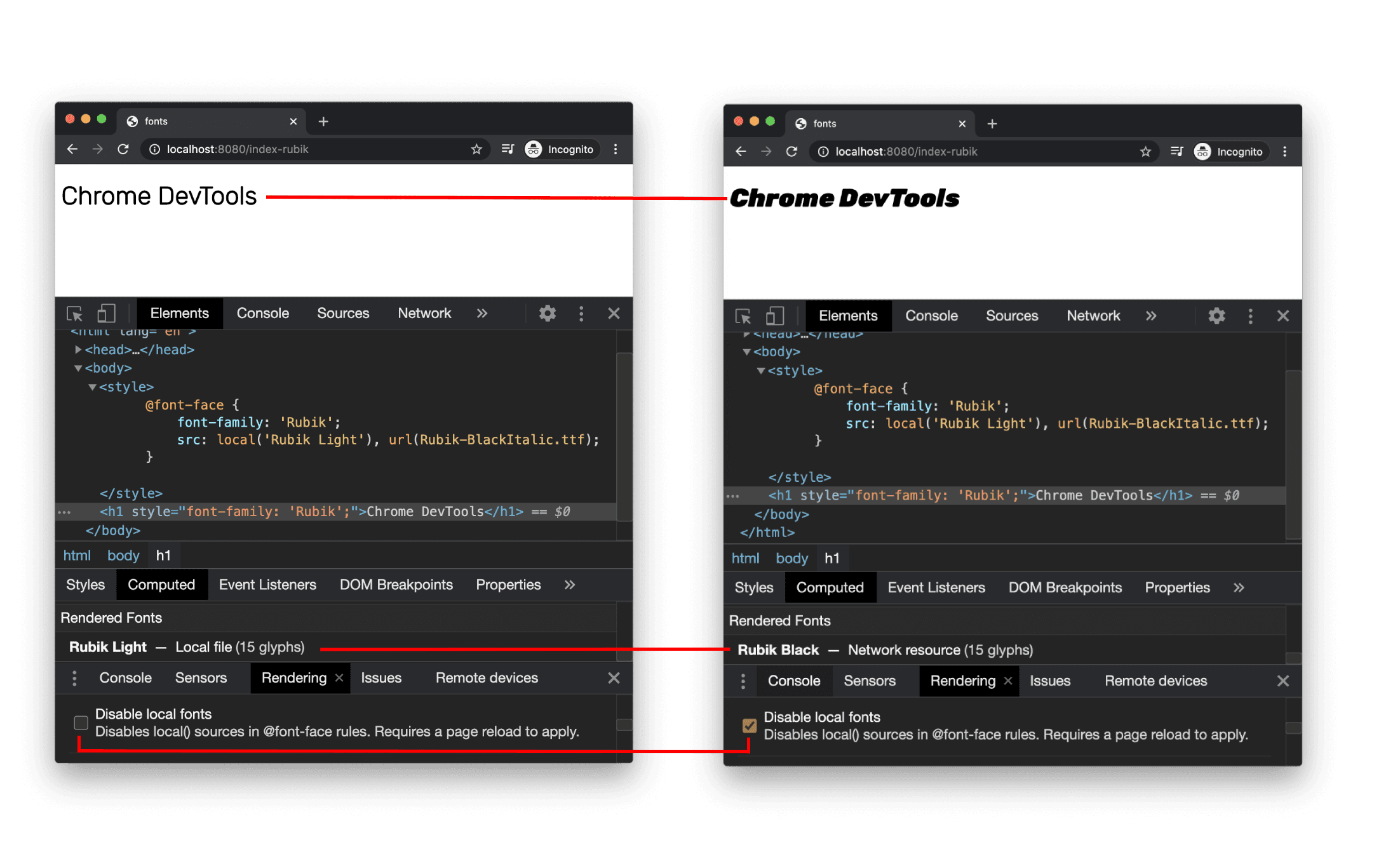模擬缺少本機字型的情況