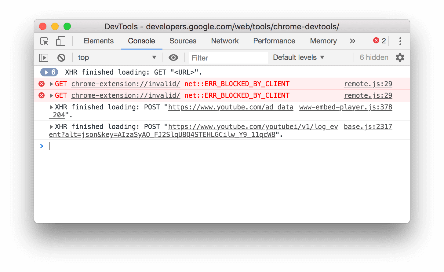 Gerar registros de solicitações XMLHttpRequest e Fetch.