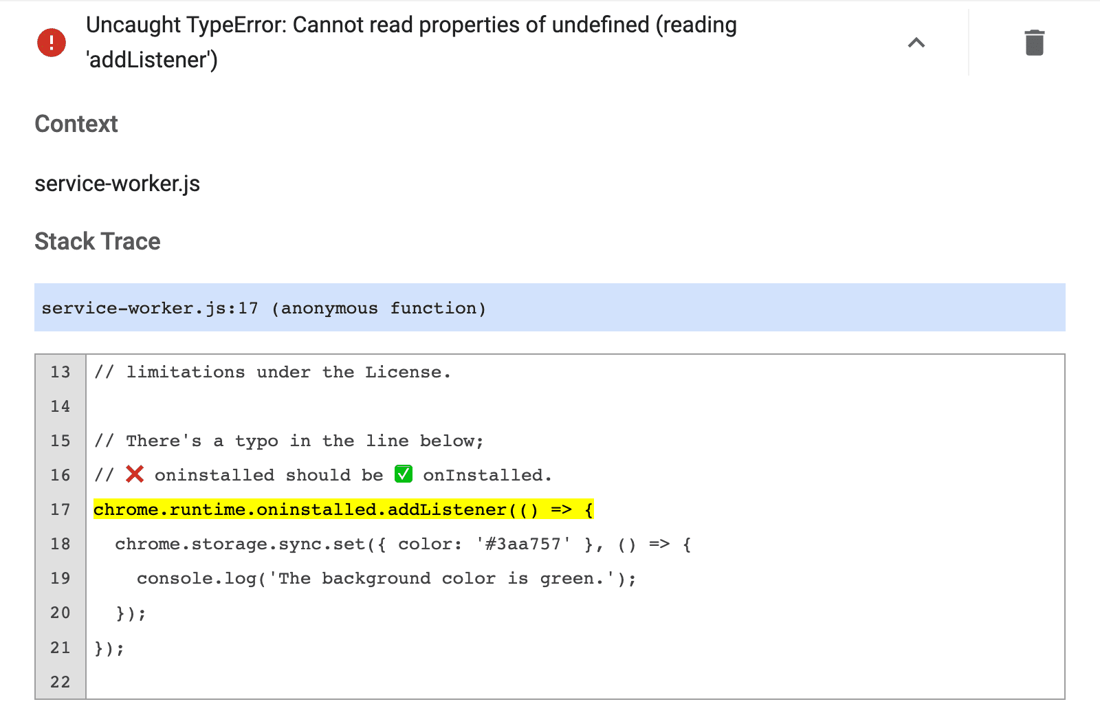 TypeError no detectado: No se pueden leer las propiedades del mensaje de error indefinido