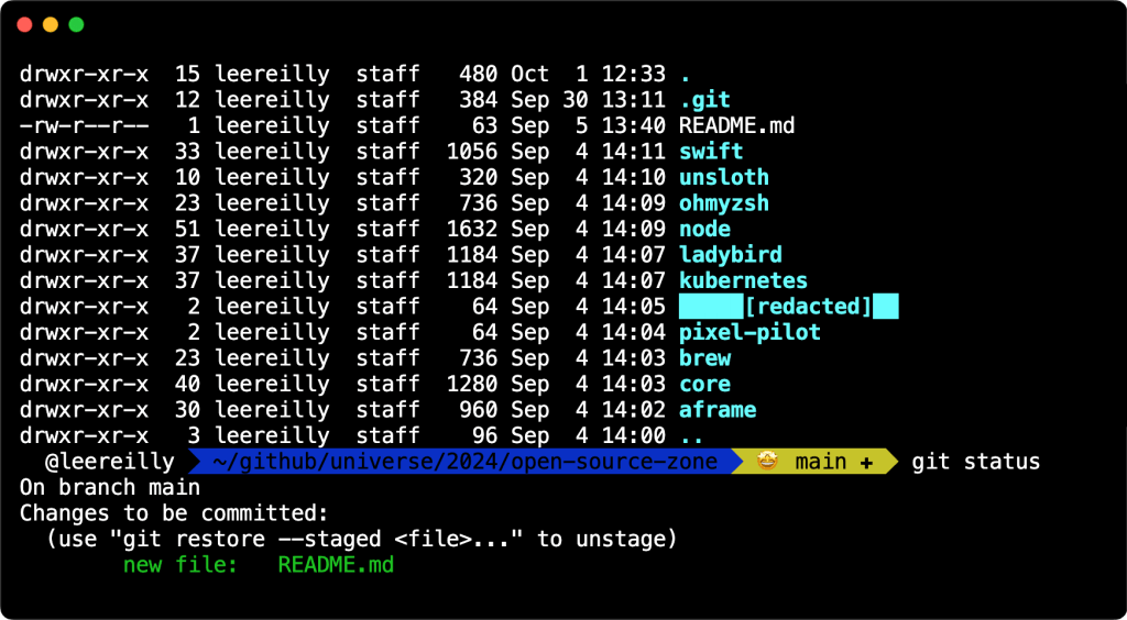 Screenshot of a terminal displaying a list of files.