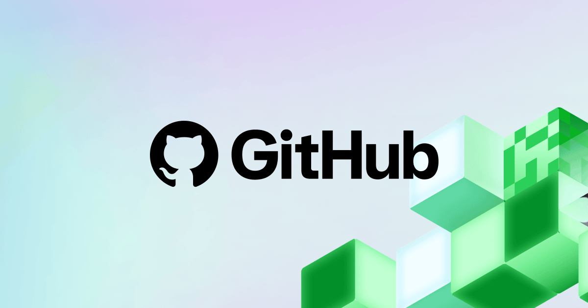 Image featuring the GitHub logo above geometric block shapes suggesting a tech-themed background.