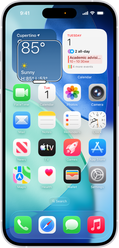 An iPhone showing the Home Screen with a window zoomed in on a part of the screen.