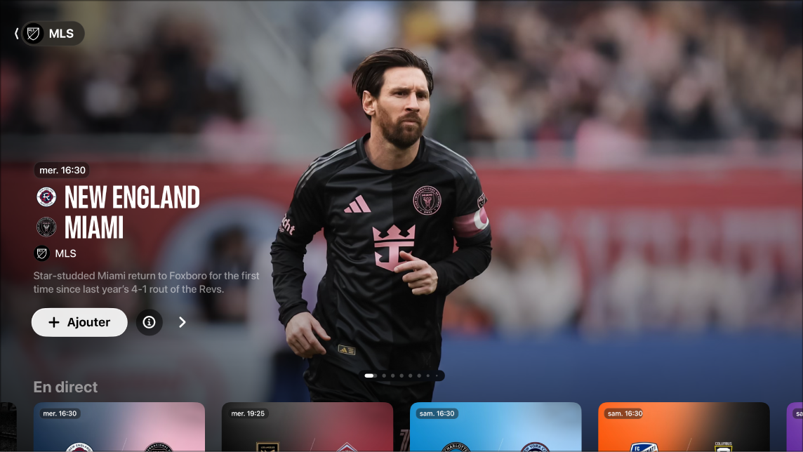 Écran qui affiche le contenu de la MLS