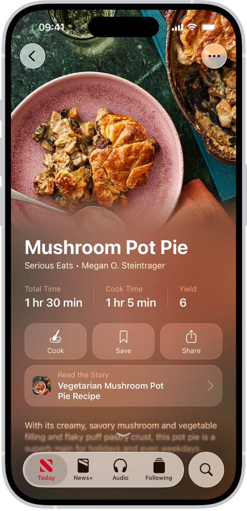 Une recette dans Apple News+.