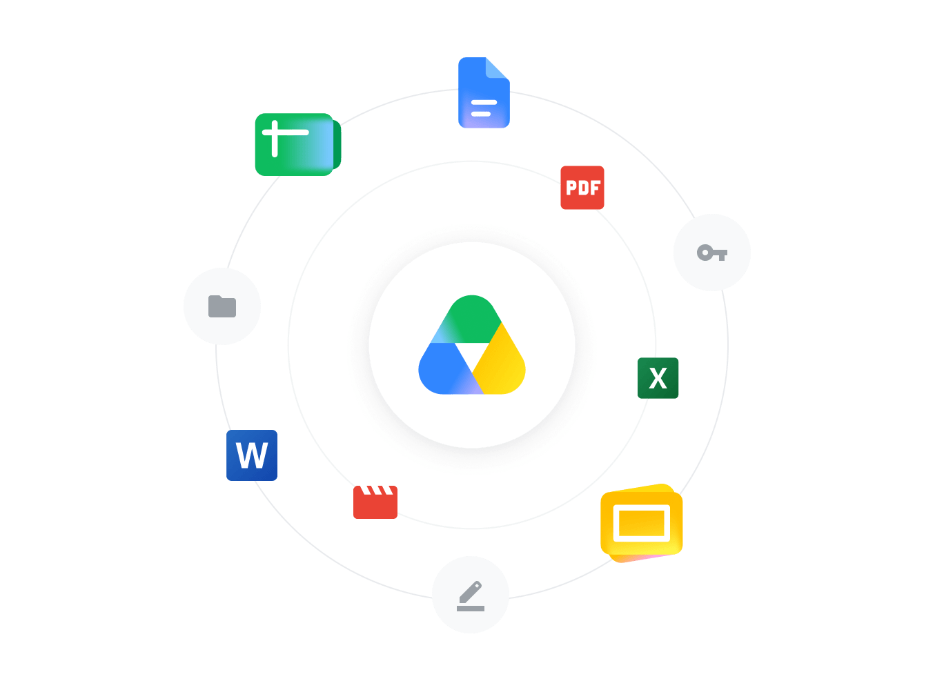 一系列热门 Google Workspace 产品的徽标