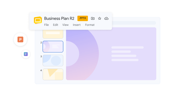 Макет створеного в Microsoft PowerPoint документа, який було відкрито в Google Презентаціях. 