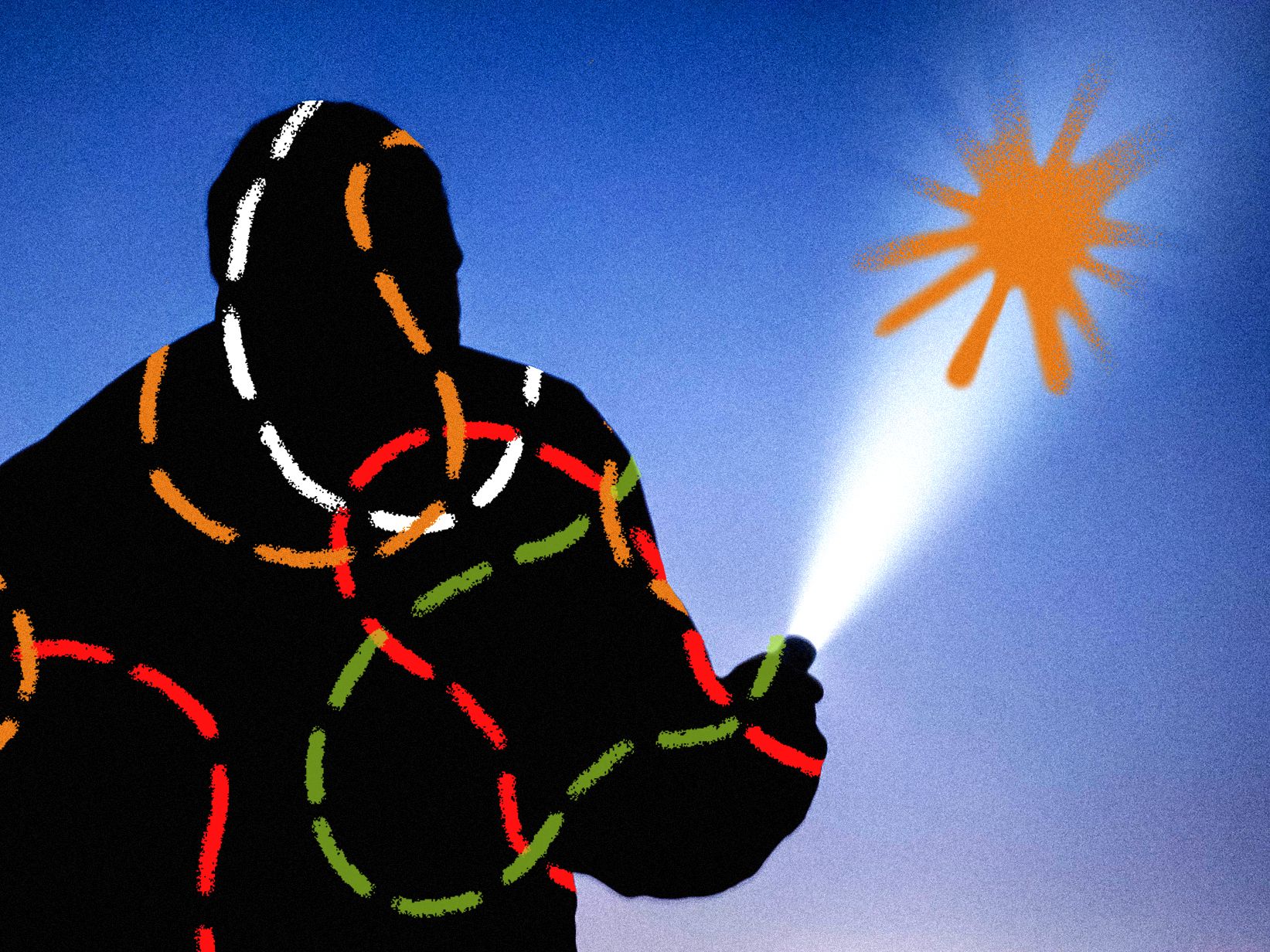 Image may contain Lighting Person Lamp Outdoors Light and Nature