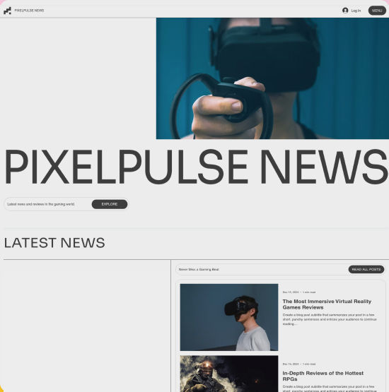 Website template for a gaming blog
