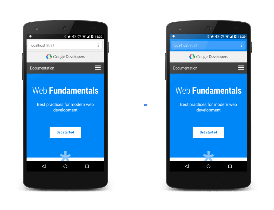 สีธีมที่กำหนดสไตล์แถบที่อยู่ใน Chrome
