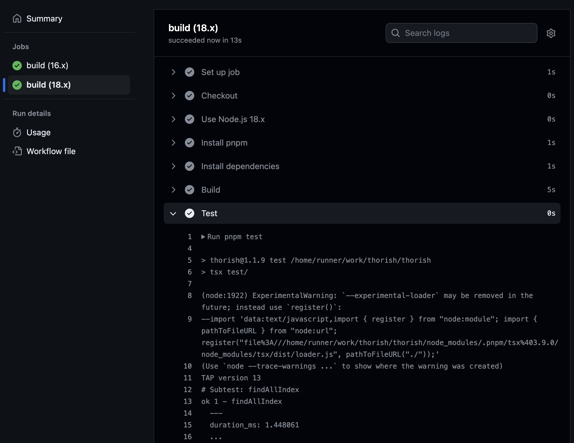 Ảnh chụp màn hình một GitHub
Quá trình kiểm thử hành động.