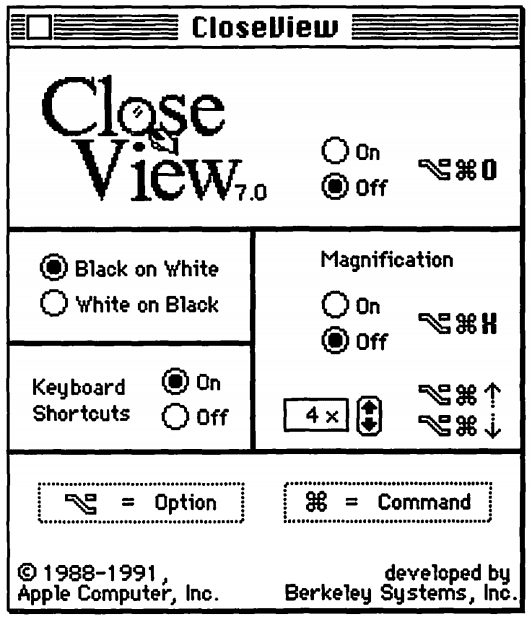 CloseView di Mac OS System 7 dengan