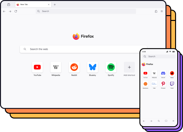 Firefox di desktop dan seluler.